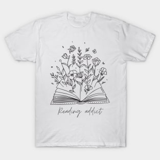 flower books read  floral book,book with flowers,book,book ,floral book ,vintage book,read,reading,read ,book with flower,reading ,reading decal,book decal T-Shirt